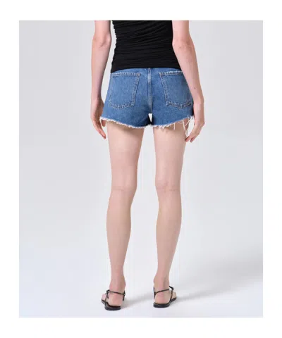 Agolde Dame High Waist Mid Length Relaxed Denim Shorts In Blue