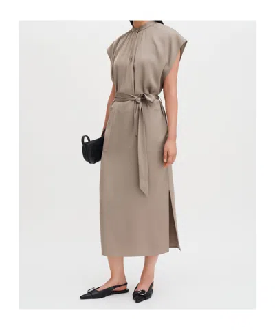 Filippa K Belted Sleeveless Midi Dress In Neutral