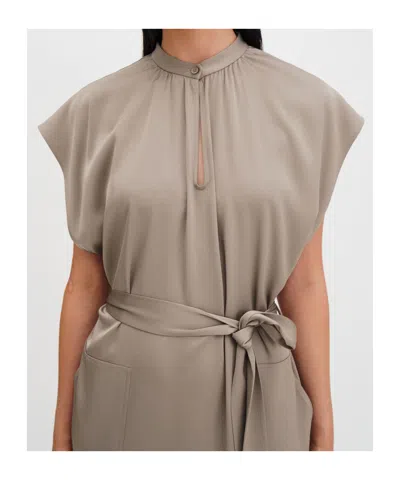 Filippa K Belted Sleeveless Midi Dress In Neutral