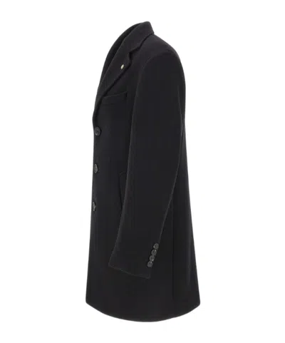 Manuel Ritz Notched Lapel Wool Coat In Black