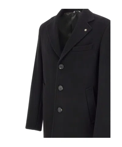 Manuel Ritz Notched Lapel Wool Coat In Black