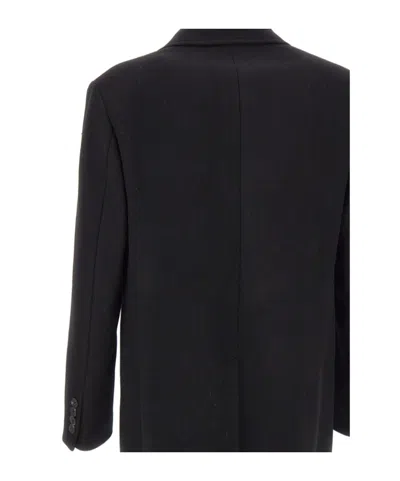 Manuel Ritz Notched Lapel Wool Coat In Black