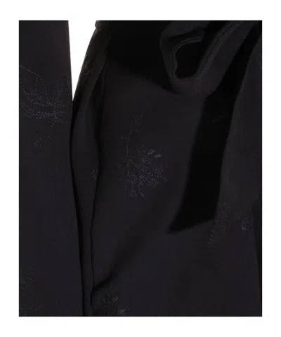 Twinset Tie-waist Patterned Blazer In Black