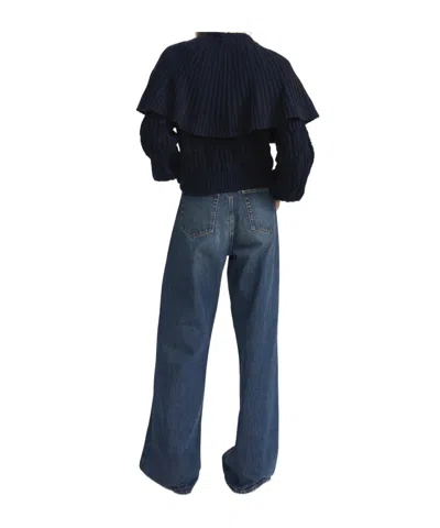 Frame Cape-effect Cable-knit Wool-blend Cardigan In Blue