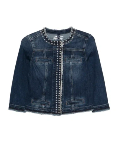 Liu •jo Denim Jacket With Shiny Studs In Blue