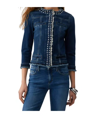 Liu •jo Denim Jacket With Shiny Studs In Blue