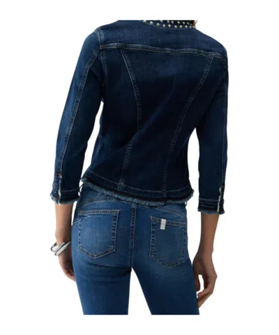 Liu •jo Denim Jacket With Shiny Studs In Blue