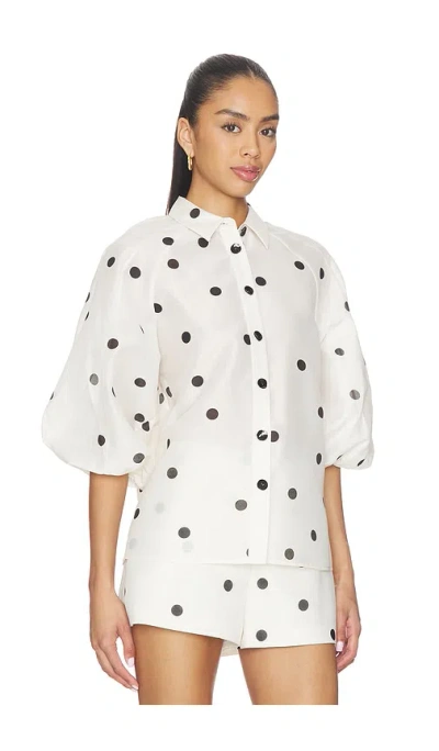 Alexis Cambridge Polka-dot Puff-sleeve Blouse In Multi
