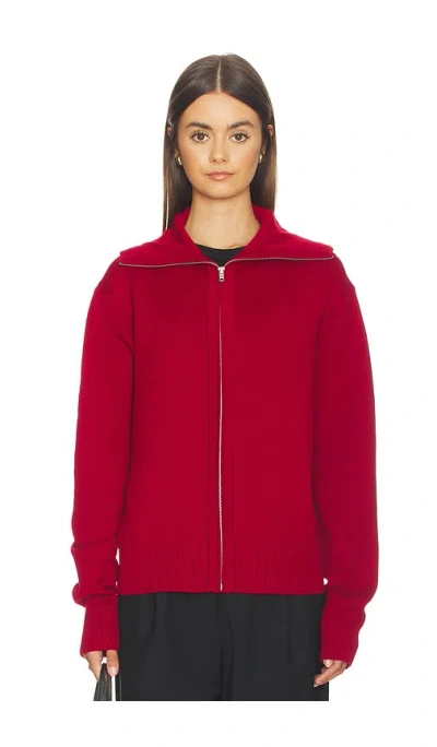 Entire Studios Knit Zip Up Jacket In Red