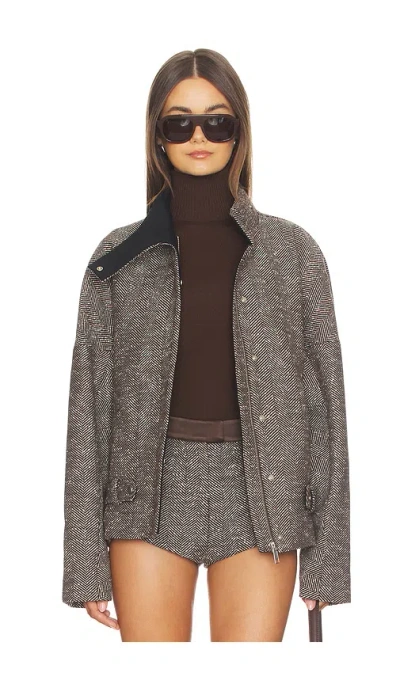 Entire Studios Contrast Aviator Jacket In Gray