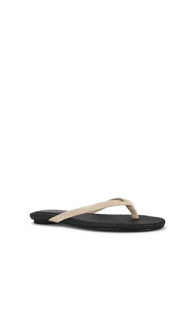 St Agni Suede Woven Flip Flop In Neutral