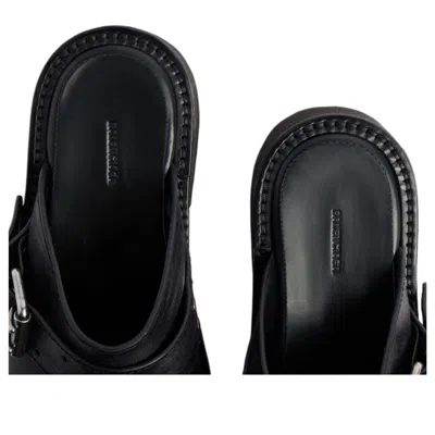 Balenciaga Venom Round Toe Leather Chunky Mules In Black