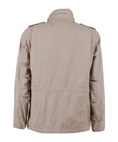 Aspesi Beige Minifield Patch-logo Cotton Jacket In Brown