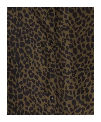 Aspesi Long Sleeve Collared Animal Print Shirt In Brown