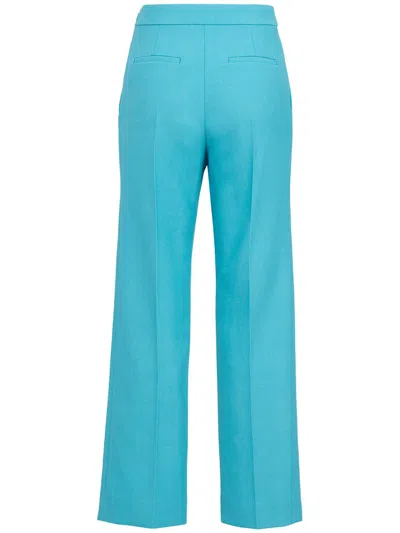Chloé Lower Impact Wool Crepe Straight-leg Ankle Pants In Blue