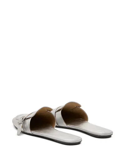 Marsèll Buckle-strap Metallic Mules In Silver