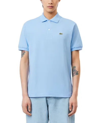 Lacoste Cotton Piquet Polo Shirt In Powder Blue In Patterned Blue