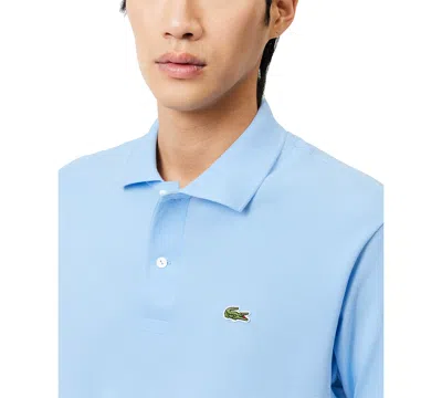 Lacoste Cotton Piquet Polo Shirt In Powder Blue In Patterned Blue
