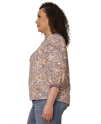 Democracy Plus Size Notch-neck Top In Multi