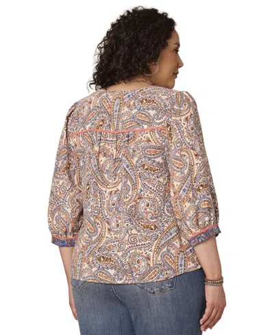 Democracy Plus Size Notch-neck Top In Multi