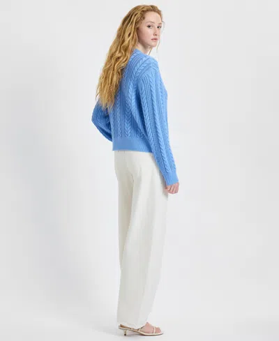 French Connection Ryland Knit Stripe Pullover Sweater In Blue Hydrangea In Blue