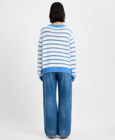 French Connection Teddy Knit Open Stripe Boat Neck Sweater In Multi
