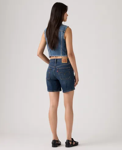 Levi's 501 Mid-thigh High Rise Straight Fit Denim Shorts In Blue