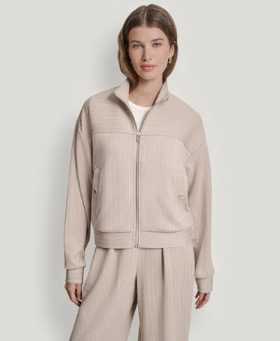 Dkny Pinstripe Zip Jacket In Neutral