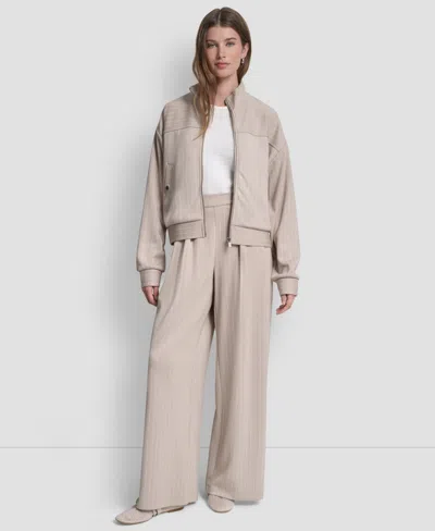 Dkny Pinstripe Zip Jacket In Neutral