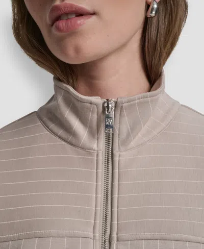 Dkny Pinstripe Zip Jacket In Neutral
