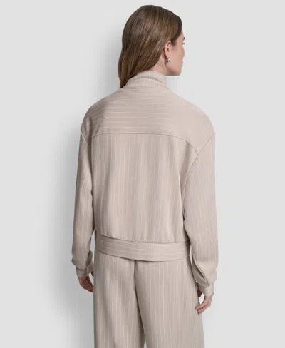 Dkny Pinstripe Zip Jacket In Neutral