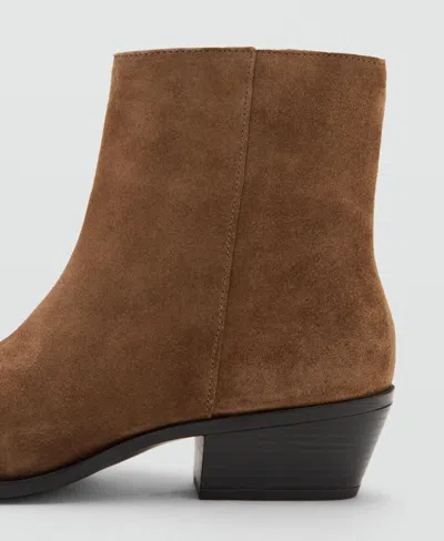 Mango Suede Bootie In Brown