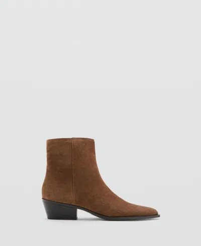Mango Suede Bootie In Brown