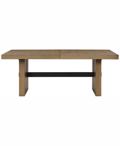 Macy's Macai 9-pc. Wood Dining Set (rectangular Table + 8 Upholstered Side Chairs) In Brown