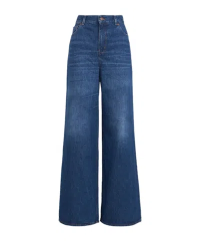 Chloé Wide-leg Denim Jeans With High Waist And Five-pocket Design In Blue