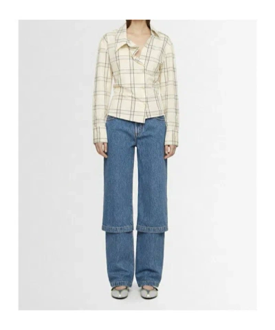 Attico Blue Jeans With Logo Detail On The Pocket And Logo Patch On The Rear In Denim Woman