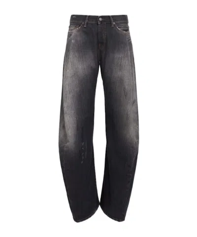Acne Studios 2006 Paint-splattered Low-rise Barrel-leg Jeans In Black