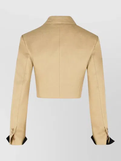 Max Mara Buono Diagonal Cropped Jacket In Camel Linen In Blue