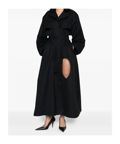 Alaïa Long-sleeved Trench Coat In Black