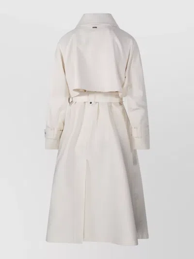 Herno Long Raincoat Belted Waist Buttoned Cuffs Collar In White