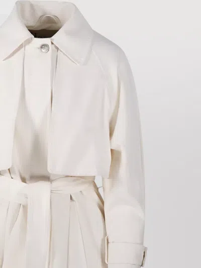 Herno Long Raincoat Belted Waist Buttoned Cuffs Collar In White