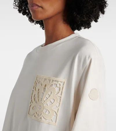 Moncler Beige Solid Crew Neck T-shirt In White