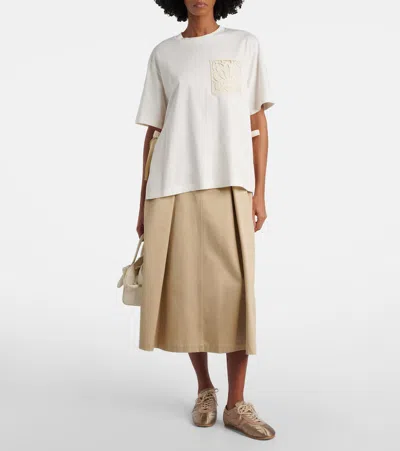 Moncler Beige Solid Crew Neck T-shirt In White