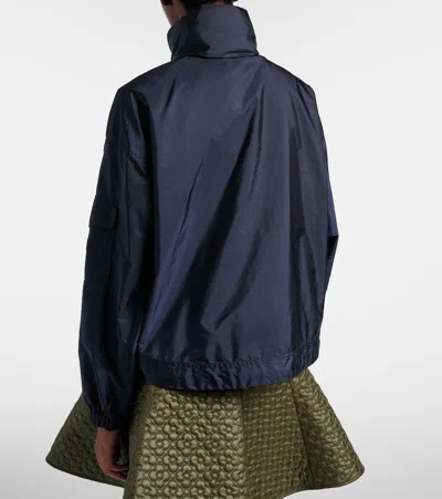 Moncler Marmacy Jacket High Collar Elasticated Hem In Blue