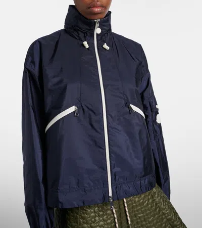 Moncler Marmacy Jacket High Collar Elasticated Hem In Blue
