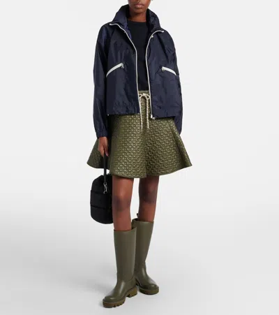 Moncler Marmacy Jacket High Collar Elasticated Hem In Blue