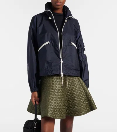 Moncler Marmacy Jacket High Collar Elasticated Hem In Blue