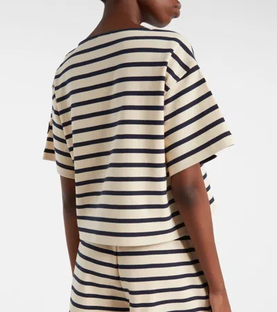 Moncler Cotton T-shirt With Striped Pattern In Neutral