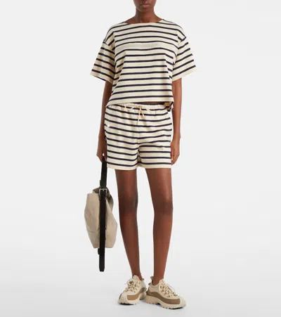 Moncler Cotton T-shirt With Striped Pattern In Neutral
