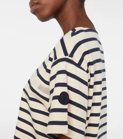 Moncler Cotton T-shirt With Striped Pattern In Neutral